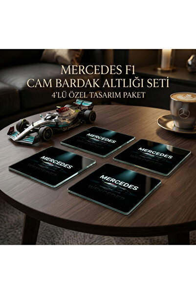 niceworkbynicehands Formula Mercedes Series Crystal Glass Coaster Set of 4 - ...