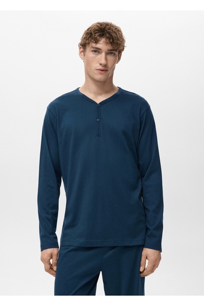 MANGO Man %100 pamuklu uzun pijama takımı