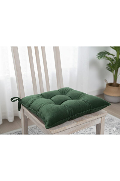 Alpateks Home Lüx Şönil Silikon Dolgulu Yeşil Renk Sandalye Minderi 4 adet 40...
