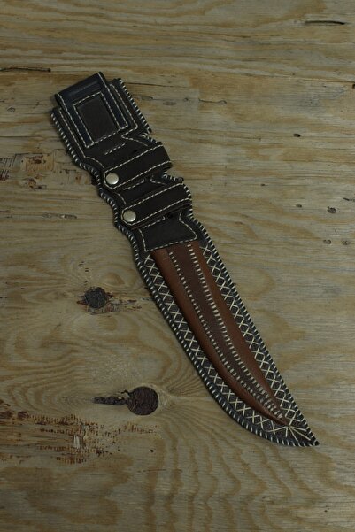AKRONİUM LEATHER El Yapımı Çift Kayışlı Hakiki Deri Bıçak Kılıfı