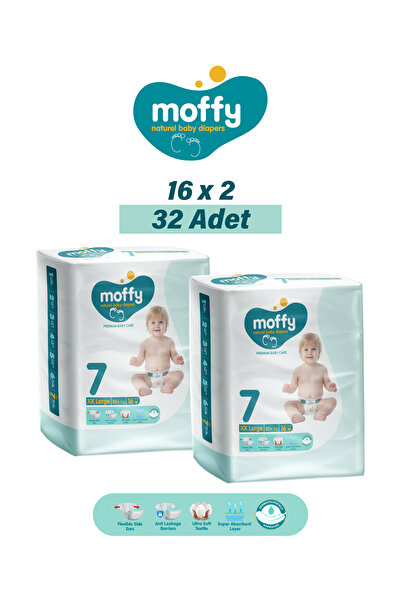 Moffy Twin Extra Extra Large 7 Beden Bebek Bezi (16 x 2) 32 Adet