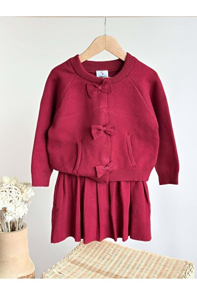 Lolliboomkids Set de tricotaje pentru fete, culoare burgundy, cu detaliu fund...