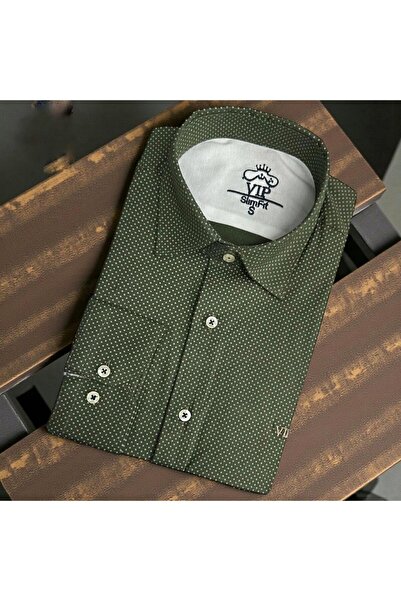 GÖMLEK GALERİSİ Slim Fit Digital Print Patterned Long Sleeve Men's Sports Shirt