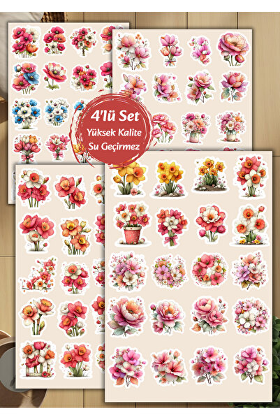 VORACRAFT 4'lü Çiçek Sticker D00013
