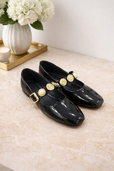 Behtah Kundura Women's Stone Buckle Patterned Ballerinas Stylish Buckle Ortho...