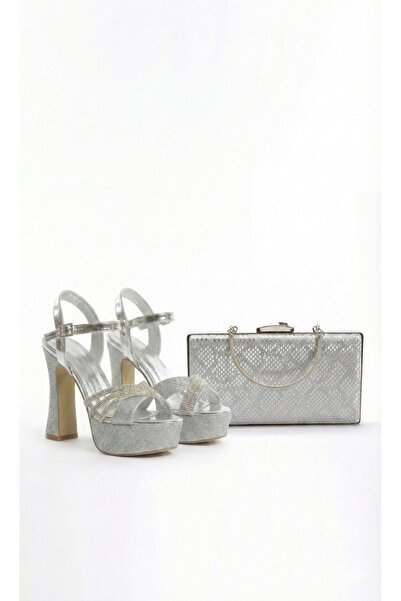 La Vivien Women's Stylish Stone Embellished 11 cm Platform Heeled Evening Dre...
