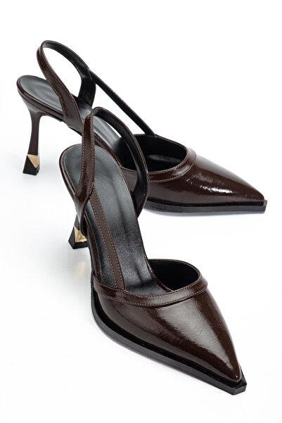 Entella Store Pantofi cu toc ascuțit și eleganți din piele lacuită maro Bitte...