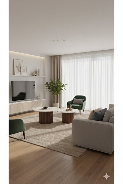 co arma Ceramic coffee table, 2 pieces: round center table 70x70cm, modern si...