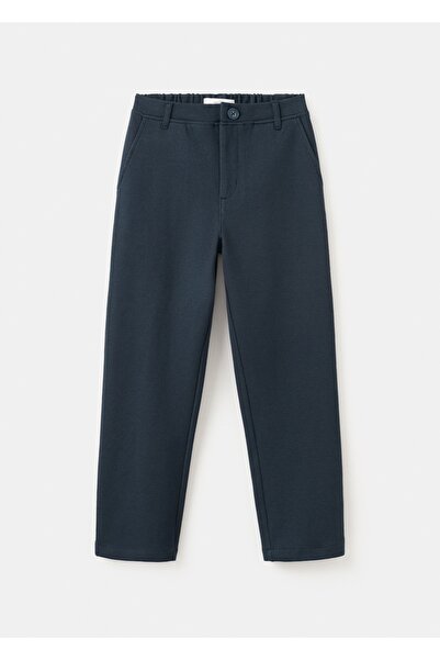 MANGO Kids Düz kesim pamuklu pantolon
