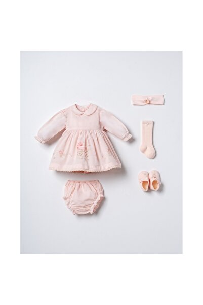 ZEYNUKO فستان أنيق للفتيات الصغيرات من القطن 100% بنقشة دانتيل، طقم من 5 قطع ...