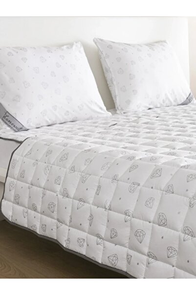 homewell %100 Saf İngiliz Yünü Hipoalerjenik Kare Kapitone Puantiyeli Çift Ki...