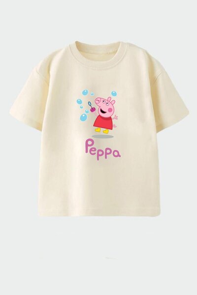 Monila Kız Çocuk Pamuklu Bisiklet Yaka Baskılı T-Shirt