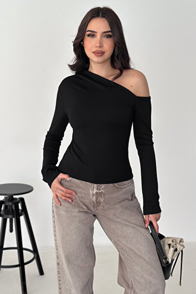 Noa&Noa Women's Asymmetrical One-Shoulder Blouse – White Angle