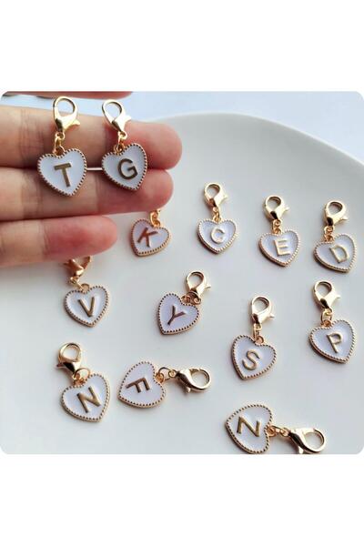 alisa Letter K White Heart Keychain or Bag Ornament