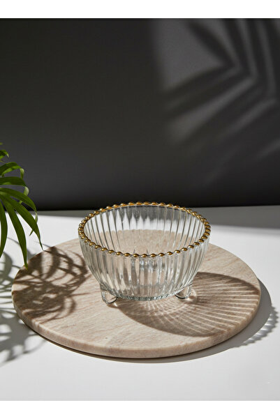 zarifcam Cam Sosluk ve Sunum Kasesi Seti 6'lı - Ayaklı, Çizgili ve Kristal - ...