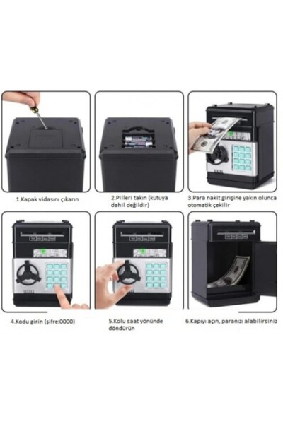 M SMİLE Elektronik Işıklı Sesli Kasa Şifreli Kasa Otomatik Kağıt Para Alan Ka...