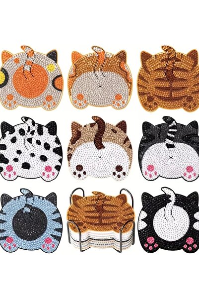 Sujewelleryy Cat Ass Elmas Boyama Bardak Altlığı