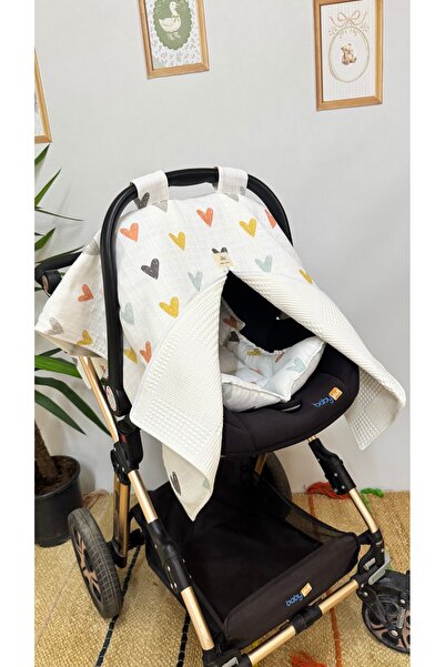 Puro Cotone 100% Cotton Double Layer Muslin Stroller Cover and Cushion, White...