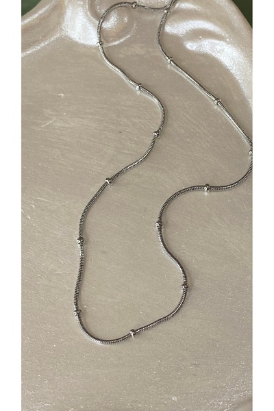 SELUVİA Steel Stamped Thin Minimal Dorica Ball Chain 45 cm Women's Necklace |...