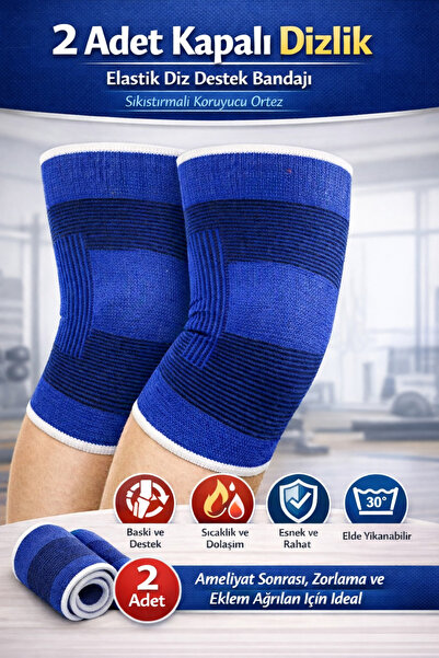 Hane Dostu 2 Adet Kapalı Dizlik Elastik Diz Destek Bandajı – Sıkıştırmalı Spo...
