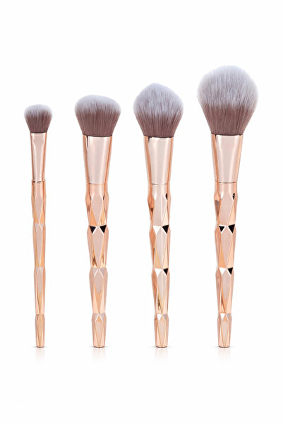 Jumbo Rose Gold Makeup Brush Set - 4pcs