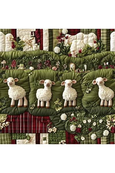 Novinqa Kapitone Efektli Koyun Desenli Dijital Baskılı Kumaş