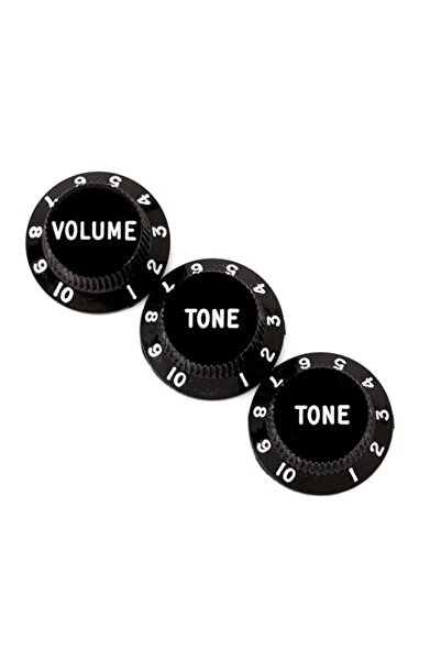 FENDER 0991365000 Stratocaster Düğme Seti (Siyah - Volume/Tone) | 1 Volume 2 Tone Düğmesi Siyah Ren