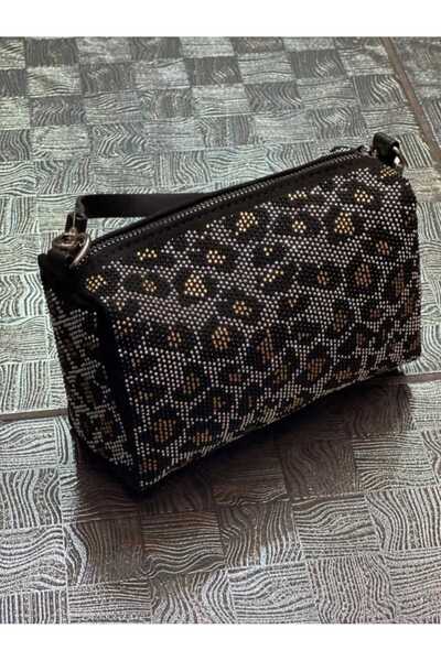 ÖZÜM TAKI Women's Silver Stone Evening Dress Bag Leopard
