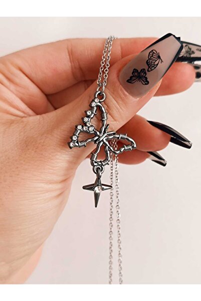 samosh ÇELİK KELEBEK Tasarım Gotik Kolye Sevgililer Günü Yılbaşı Doğum Günü H...