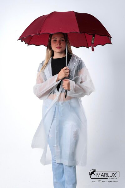 ELEVEN MARKETS Bordo Mini Puantiye Kadın Şemsiye