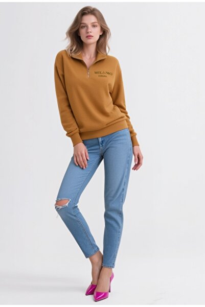 StyleweaR سترة رياضية بياقة عالية ونصف سحاب ونسيج مزدوج الخيوط