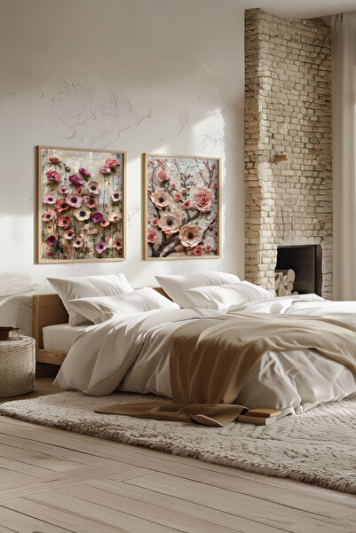 STARYUNA Wooden Framed Flower Themed Double Painting Set Yuna519