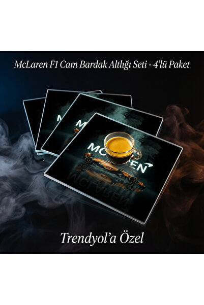 niceworkbynicehands Mclaren Formula 1 Themed Crystal Glass Coaster Set of 4 -...