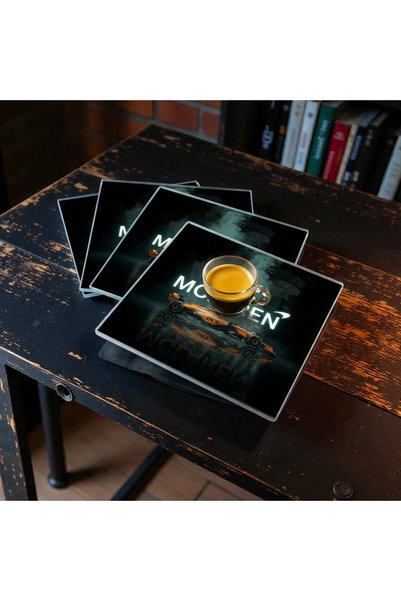 niceworkbynicehands Mclaren Formula 1 Themed Crystal Glass Coaster Set of 4 - 10X10 cm Luxury Design