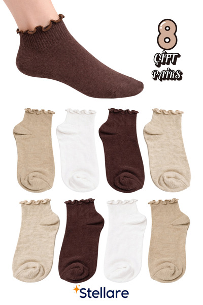 stellare Women's Ruffle Detailed Ankle Socks 8 Pairs