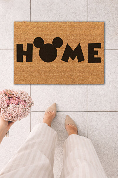 Koko Kapı Önü Home Mickey Yazı Baskılı Paspas