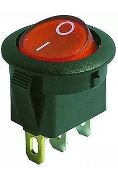 OEM Intrerupator 3 poli 1 buton rosu ON-OFF rotund 20mm 6.5A 250V cu retinere