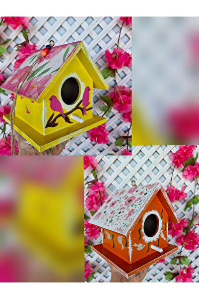 buraxe 2-Pack Decorative Bird Nest, Wooden Birdhouse for Garden Balconies, 16...