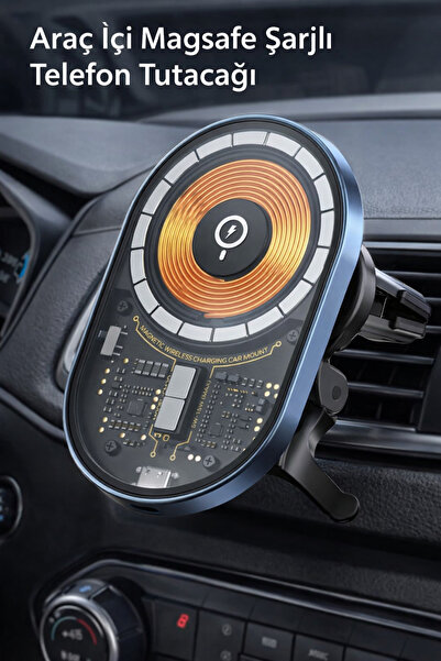 Tech&bello accessories Magssafe Şarj Özellikli 15W Klipsli Araç İçi Telefon T...
