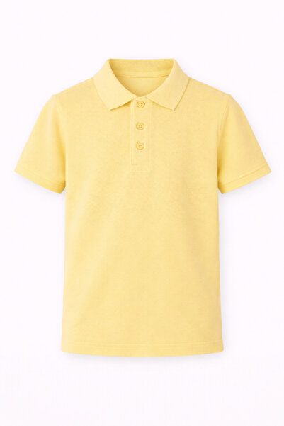 OEM Tricou scoala cu maneca scurta, BAIETI, tip polo, Galben