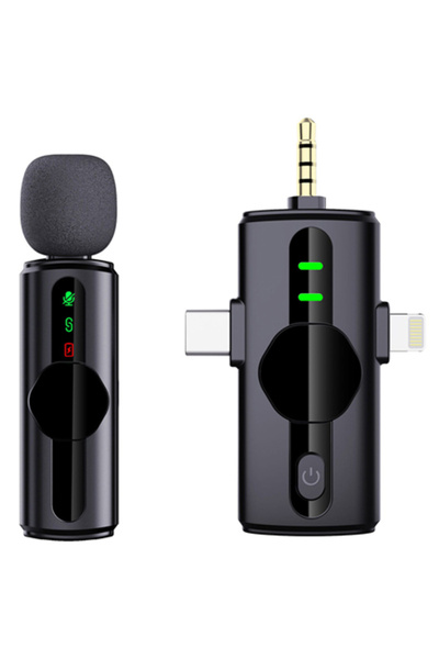 Platinet 3-в-1 Безжичен микрофон тип брошка 2.4GHz за iOS, Android и камери