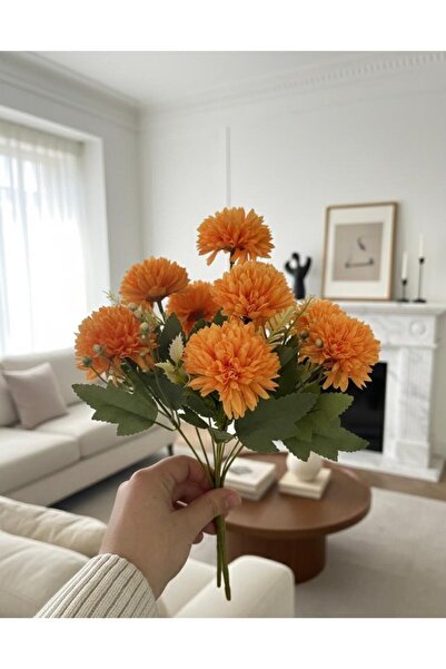 yapay çiçek evi 1 Piece of 9-Branch Arrangement of Orange Chrysanthemums for ...