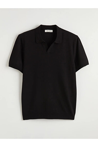 LC Waikiki Lcw Vision Black Polo Neck Short Sleeve Men's Knitwear Sweater