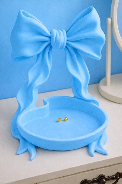 Vescarri صينية مجوهرات مزينة بشريط على شكل فيونكة