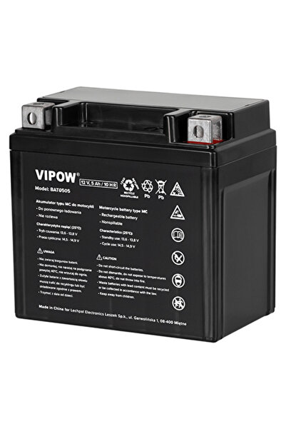 Vipow 12V 5Ah Motorcycle Battery with Rapid Charge, G3 Terminal