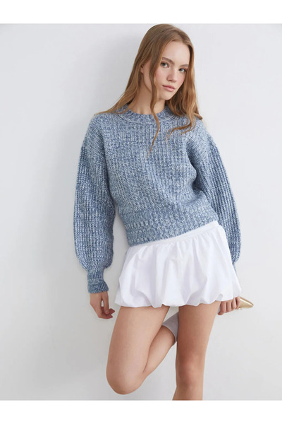 LC Waikiki XSIDE Pulover tricotat pentru femei, albastru, cu gât tip crewneck