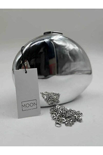 ÖZÜM TAKI Women's Chain Strap Evening Dress Handbag Silver