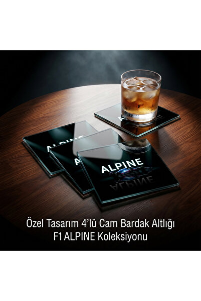 niceworkbynicehands Alpine Formula 1 Themed Crystal Glass Coaster Set of 4 - ...