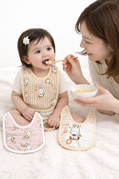 Organic Product DimpleBaby مريلة أطفال منقوشة على شكل أرنب من ديمبل، 3 قطع