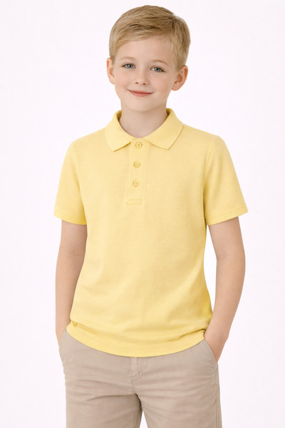 OEM Tricou scoala cu maneca scurta, BAIETI, tip polo, Galben